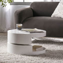 Modern Rotating Coffee Table with 2 Circular Swivel Levels, High Gloss Finish, 23.6" x 23.6" x 13", White
