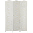 Room Divider, 3 Panel Folding Privacy Screen, 6FT Tall Portable Weave Partition Wall Divider for Bedroom, White