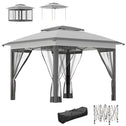 12' x 12' Pop Up Canopy Tent with Netting and Carry Bag, Instant Sun Shelter with 137 sq.ft Shade, Tents for Parties, Height Adjustable, for Outdoor, Garden, Patio, Gray