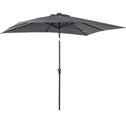 9' x 7' Solar Umbrella, LED Lighted Patio Umbrella for Table or Base with Tilt & Crank, Outdoor Umbrella for Garden, Deck, Backyard, Pool, Beach, Dark Gray