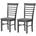 Wooden Dining Chairs Set of 2, Farmhouse Upholstered Kitchen Chairs with Rubber Wood Frame, Black and Gray