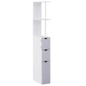 54" Tall Bathroom Storage Cabinet, Freestanding Linen Tower with 2-Tier Shelf and Drawers, Narrow Side Floor Organizer, White
