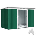 9' x 4' Metal Outdoor Storage Shed, Tool House with Double Lockable Doors for Backyard, Patio, Lawn, Garage, Dark Green