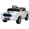 Licensed Shelby GT 350 Kids Ride On Car with Remote Control, Adjustable Speed, MP3, Smooth Start, LED Lights, White
