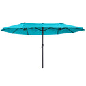 Patio Umbrella 15ft Double-Sided Outdoor Market Extra Large Umbrella with Crank Handle for Deck, Lawn, Backyard and Pool, Blue