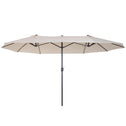 15ft Patio Umbrella Double-Sided Outdoor Market Extra Large Umbrella with Crank Handle for Deck, Lawn, Backyard and Pool, Cream White