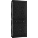 72" Kitchen Pantry Storage Cabinet, Traditional Freestanding Pantry Cabinet with 4 Doors and 2 Adjustable Shelves, Large Central Drawer, X-Frame, Black