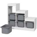 3 Layers Kids Toy Storage Organizer with 6 Storage Bins, Kids Bookshelf for Ages 3-8 Years, Play Room, Bedroom, Gray