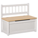 2-in-1 Kids Wooden Toy Organizer Chest Storage Box with Seat Bench Cabinet Chunk Cube with Safety Pneumatic Rod White