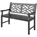 Outdoor Garden Bench, Wooden Frame Patio Bench with Geometric Pattern, 43.25 Inch Weatherproof 2-Person Love Seat for Garden, Lawn, Porch, Yard, Work Entryway, Black