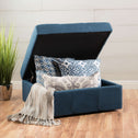Storage Ottoman with Tufted Waffle Stitch, Contemporary Design, Ample Storage Space, Rolling Casters, 31" L x 31" W x 15.25" H, Navy Blue