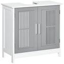 Under Sink Pedestal Storage Bathroom Cabinet, Gray White