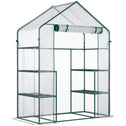 5' x 2.5' x 6.5' Mini Walk-in Greenhouse Kit, Portable Green House with 3 Tier Shelves, Roll-Up Door, and Weatherized Plastic Cover for Backyard Garden, Clear