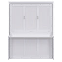 Space-Saving Design Queen Size Murphy Bed with Shelf, Solid Wood and MDF, 86" L x 69.5" W x 87" H, White