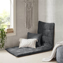 Poly Chenille Lounge Floor Pillow Cushion with 100% Polyester Filling, Tufted Detailing, Self Travel Wrap, 74" L x 27" W x 3" H, Charcoal
