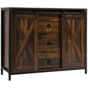 Buffet Cabinet Kitchen Sideboard with Sliding Barn Doors, Brown