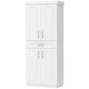 Modern Kitchen Pantry Freestanding Cabinet Cupboard with Doors and Drawer, Adjustable Shelving, White