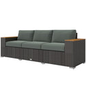 3-Seat Outdoor Patio Sofa, PE Wicker Outdoor Couch with Extra Wide Deep Seat, Wide Armrests 4" Cushions, Dark Gray