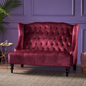 Modern Glam Loveseat Sofa with Velvet Upholstery, Wingback Design, Button-Tufted Diamond Stitch,50.50" W x 34.00" D x 38.50" H, Wine Red