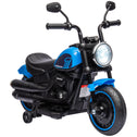 6V Kids Motorcycle w/ Training Wheels, Single-Button Start, Blue