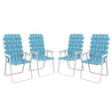 Set of 4 Patio Folding Chairs, Classic Outdoor Camping Chairs, Portable Lawn Chairs w/ Armrests, Blue