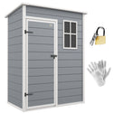 Resin Garden Shed, 5'x3' Outdoor Storage Shed with Lock, Window, Vent, Utility Tool Shed for Backyard, Patio, Gray