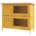 Wooden Bunny Hutch with Ramp, Indoor/Outdoor, Yellow