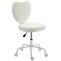 Heart Love Shaped Back Design Vanity Chair, Office Chair with Adjustable Height and 360 Swivel Castor Wheels, White