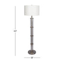 Nimbus Brushed Nickel Floor Lamp with 3-Way Rotary Switch, Clear Glass Body, Metal Base, 18" L x 18" W x 63" H, Silver Gray+White