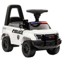 Kids Push Ride On Car with Working PA System and Horn, Police Truck Style Foot-to-Floor Sliding Car for Boys and Girls with Under-Seat Storage, for 18 Months to 5 Years Old, White