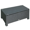 Patio Coffee Table, Large Side Table, Hand-Woven PE Rattan, Weather Resistant Wicker, Outdoor Furniture for Garden Black