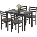 5-Piece Small Kitchen Table Set for 4, Farmhouse Dining Table Set with Upholstered Chairs and Rubber Wood Legs, Black