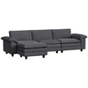 Sectional Sofa, L Shaped Couch with Deep Seat, Movable Ottoman and Pillow-top Armrests, Dark Gray