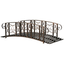 6' Metal Arch Backyard Garden Bridge with 660 lbs. Weight Capacity, Safety Siderails, Vine Motifs, Easy Assembly for Backyard Creek, Stream, Pond, Brown
