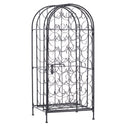 35 Bottle Wrought Iron Wine Rack Cabinet with Lock, Black