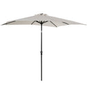 9' x 7' Patio Umbrella Outdoor Table Market Umbrella with Crank, Solar LED Lights, 45° Tilt, Push-Button Operation, for Deck, Backyard, Pool and Lawn, White