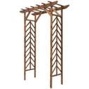 79in Wooden Garden Arbor Arch Trellis with Classic Countryside Style, Pergola Style Roof for Climbing Vines for Ceremony Party Weddings