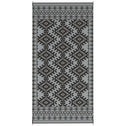 Reversible Outdoor Rug, Waterproof Plastic Straw with Carry Bag, 9' x 18', Black & Gray Rhombus Border
