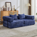 Convertible Sofa Bed Floor Sofa with Fixed-Shape Frame and Chenille Fabric, Compressed Sofa for Living Room, 79" L x 39.5" W x 25" H, Dark Blue