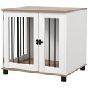 Dog Kennel Furniture Side End Table Indoor with Lockable Door, for Small and Medium Dogs, Walnut Brown