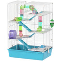 6 Tier Hamster Cage with Tubes and Tunnels, Hut, Wheel, Food Dish, Water Bottle, Ramps, for Dwarf & Gerbil, Light Blue