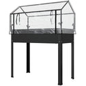 Elevated Garden Box with Greenhouse Cover, Raised Garden Bed with Legs and Drainage Hole for Vegetables, Black