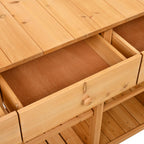 Tall Potting Bench with 3 Shelves, 6 Drawers, Hutch and Cabinet, Wood Garden Workstation for Patio, 50'' L x 20.5'' W x 65.5'' H, Natural