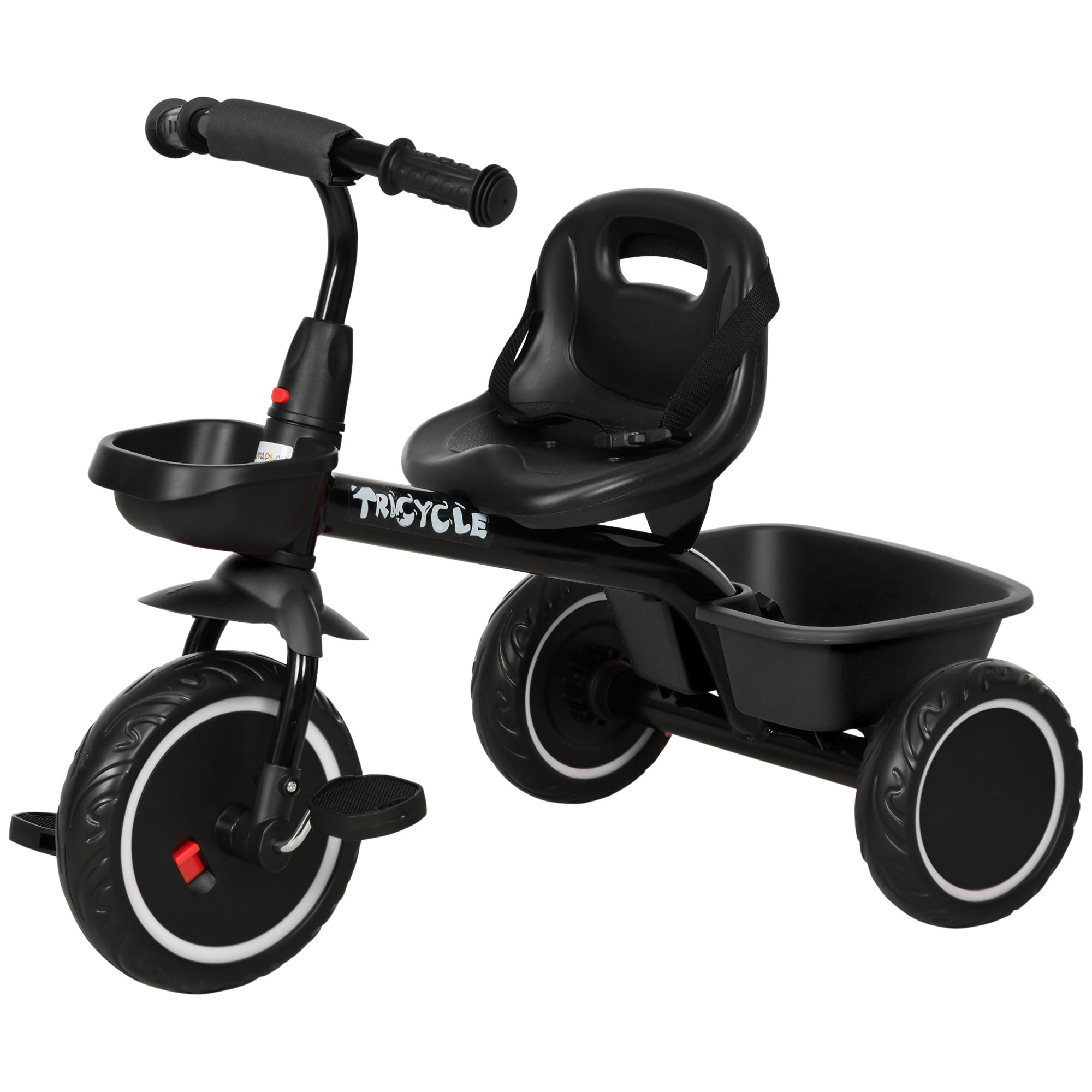 Tricycle for Toddlers Age 2-5 with Adjustable Seat, Storage Baskets, Black
