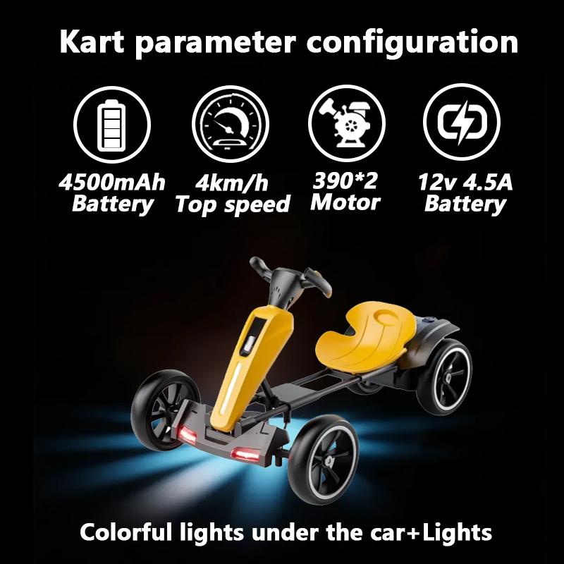 12V Electric Pedal Go-Kart for Kids with Adjustable High-Back Seat, Ride-On Truck with Music/Flashing Lights, 38'' L x 22.5'' W x 19.5'' H, Yellow