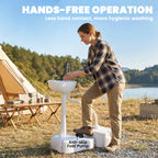 Portable Camping Sink, HDPE Handwashing Station Basin with 4.5 Gal Tank, 6.3 Gal Recovery Tank, Wheels & Soap Dispenser