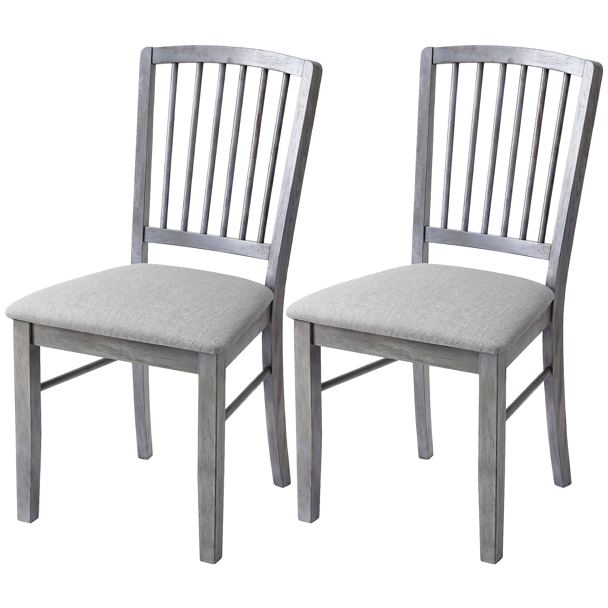 Dining Chairs Upholstered Kitchen Chairs with Rubberwood Legs Set of 2, Rustic Gray