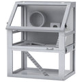 3 Tier Wooden Hamster Cage w/ Detachable Bottom, Hut, Seesaw, Exercise Wheel, Ramps, 24" x 16" x 29.5"
