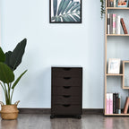 5 Drawer File Cabinet Storage Organizer Filing Cabinet with Nordic Minimalist Modern Style & Wheels, Brown