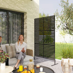 Decorative Privacy Fence Screen, Metal Outdoor Privacy Screen Climbing Plant Trellis with Stand, 78" H x 48" W, Black